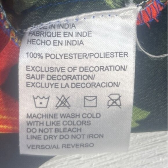 Pacific & Co Hawaiian Shirt Mens Large Blue Palm Parrots Button Front - Picture 7 of 7